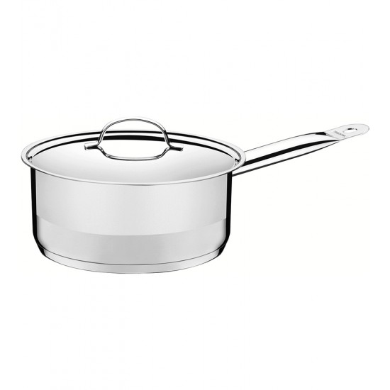Panela 16cm 1,4l Professional Aço Inox Tramontina Fundo Triplo Com Tampa Plana Detalhe Satinado